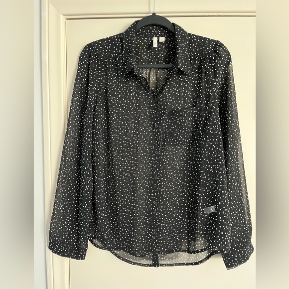 Frenchi Tops - Frenchi Black and White Blouse, size large